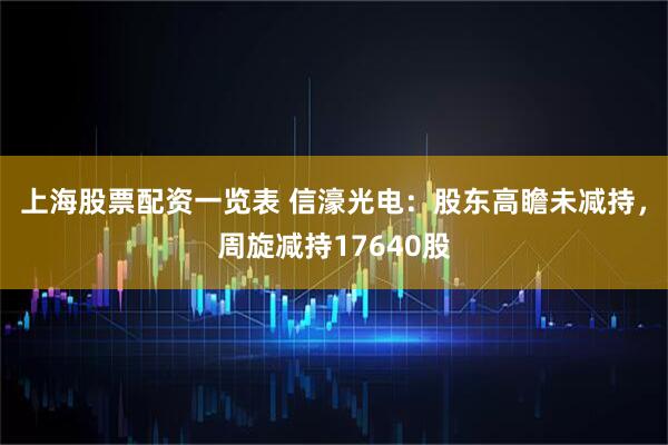 上海股票配资一览表 信濠光电：股东高瞻未减持，周旋减持17640股