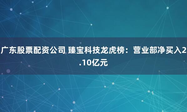 广东股票配资公司 臻宝科技龙虎榜:营业部净买入2.10亿元